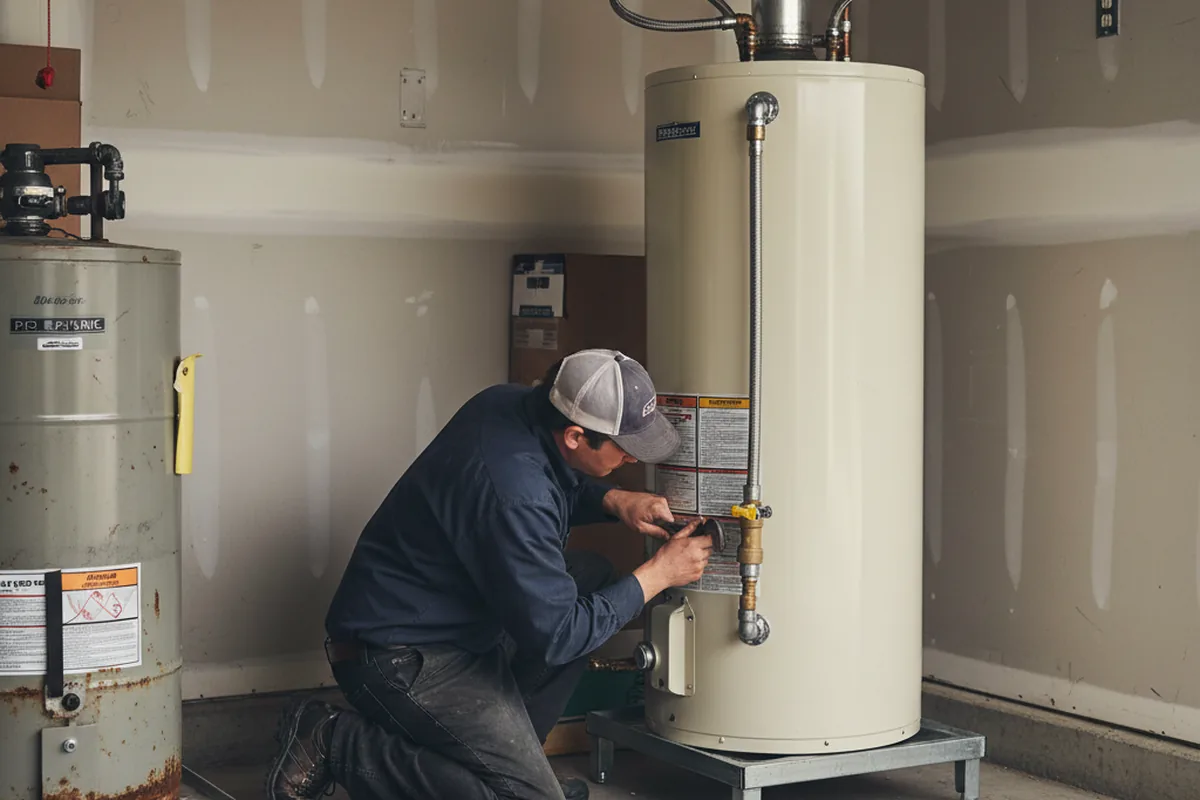 Water heater and shutoff valve replacement in Damon