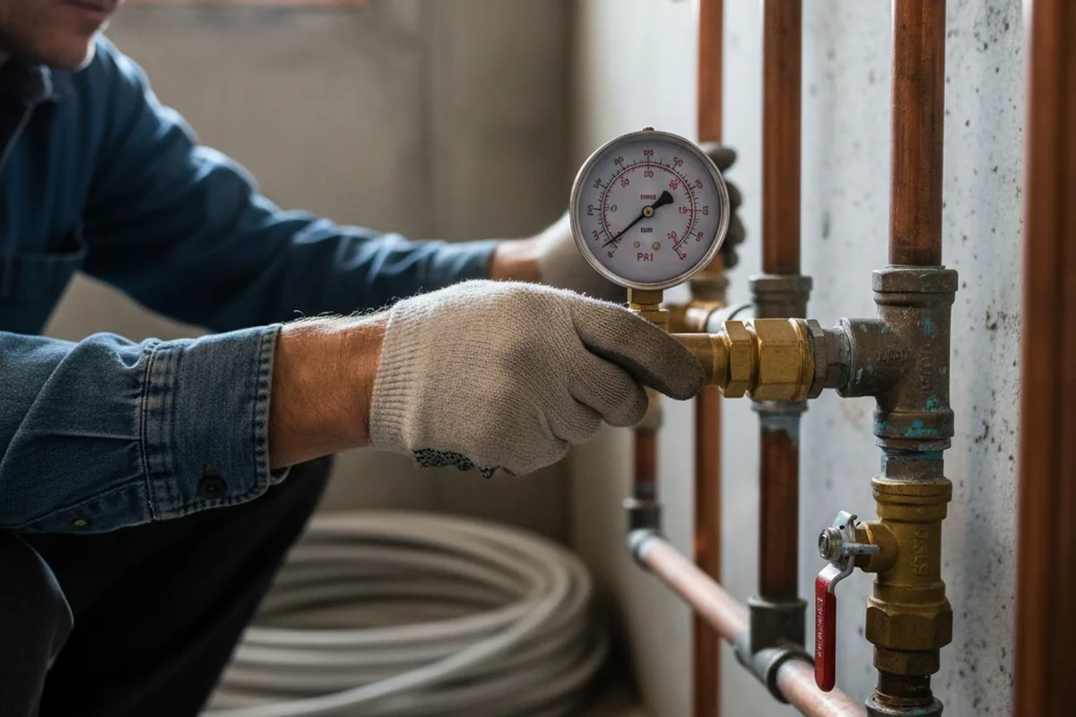 Pressure testing a repaired line during Water Line Repair in Damon